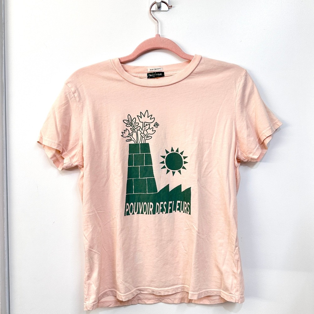 MOTHER Graphic Tee -The Lil Goodie Goodie- Pouvoir Des Fleurs Light Pink Euro